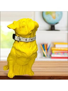 Vintage Yellow Resin Pug Dog Figurine Paris 1970 Large